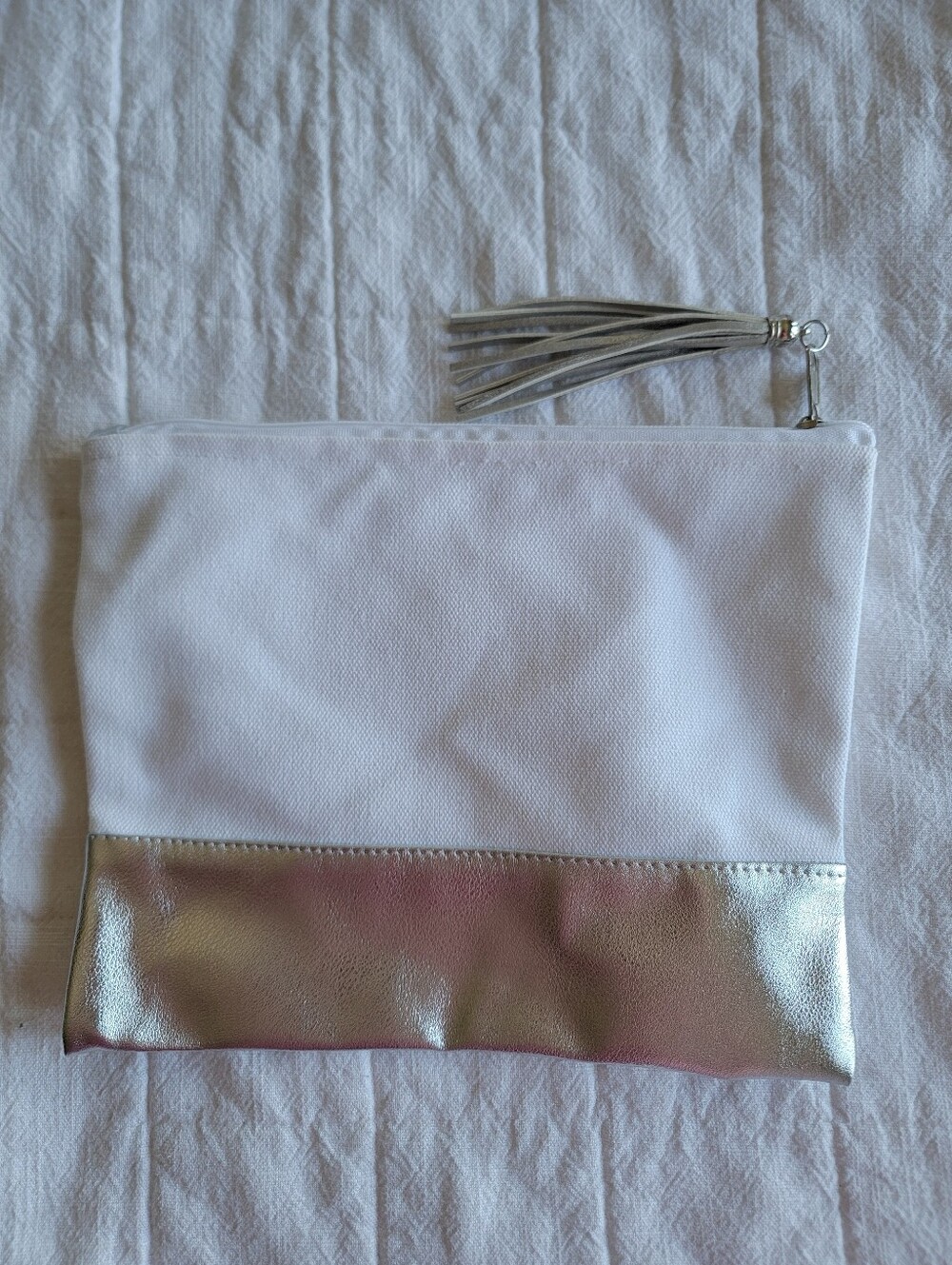 Cotton Makeup Pouch White/Sliver